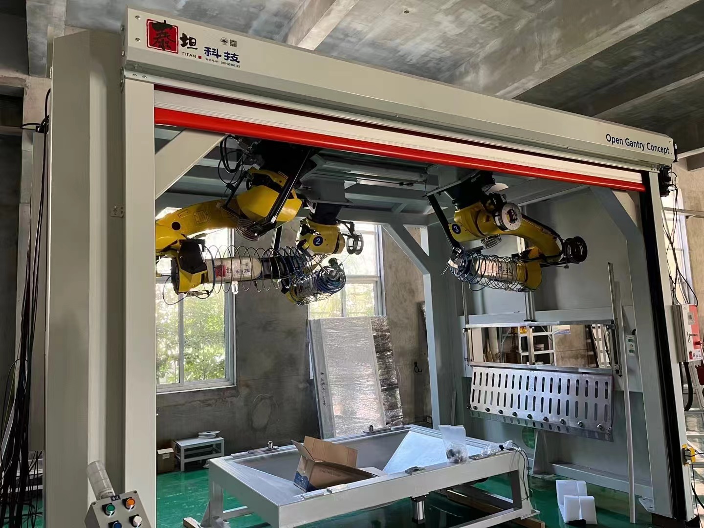 Ceiling Triple Robot Robort Waterjet System with 5000bar High Pressure Pump 
